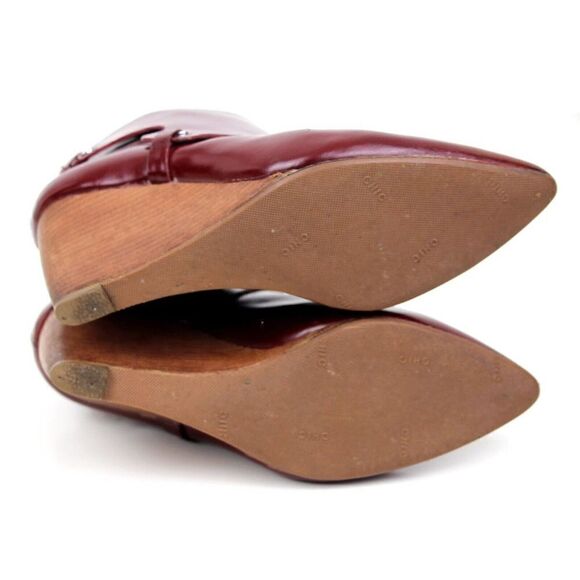 VINCE CAMUTO RED BROWN GENUINE LEATHER POINTED TOE WEDGE ZIP WOMEN BOOTIES 6M 36 - Picture 10 of 11